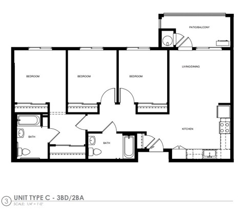 3 Bedroom 2 Bedroom apartment at Oak View Ranch